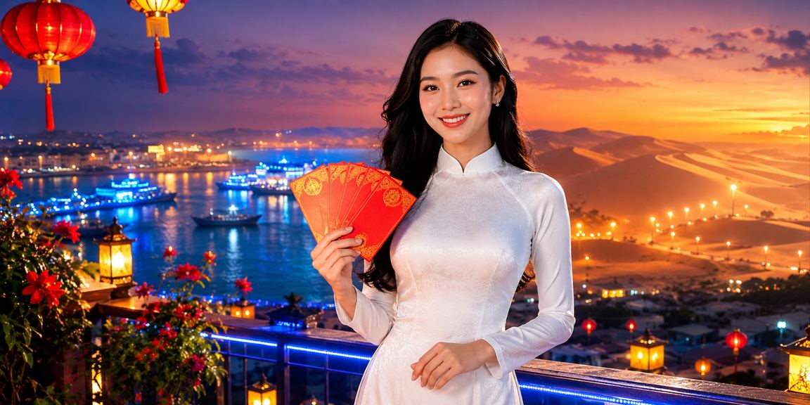 Mũi Né với phong bao đỏ và áo dài gợi hoạt động theo mùa